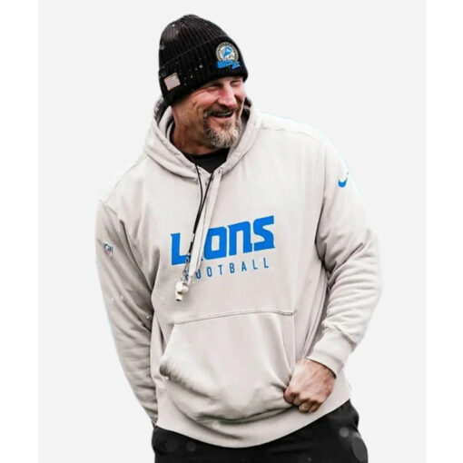 Dan Campbell Lions Grey Pullover Hoodie