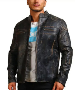 David Distressed Leather Motorcycle Jacket