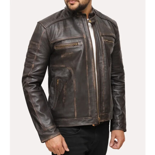 Distressed Vintage Brown Leather Jacket