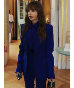 Emily in Paris Lily Collins Blue Suit