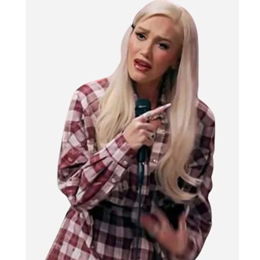 Gwen Stefani The Voice Plaid Belted Shirt Dress