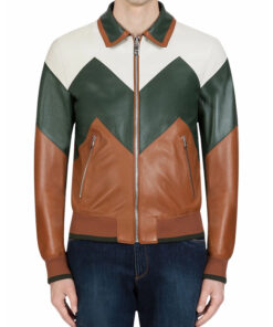 Ivan Multi Color Bomber Leather Jacket