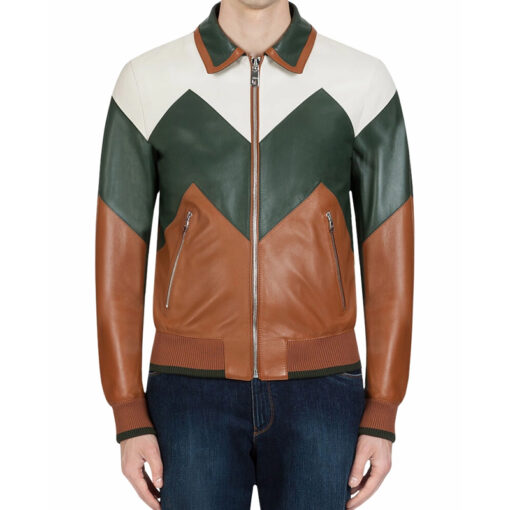 Ivan Multi Color Bomber Leather Jacket