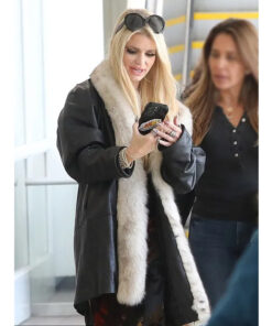 LA Airport Jessica Simpson Black Winter Coat