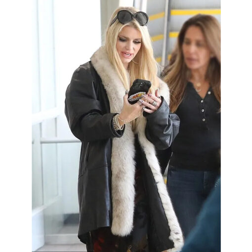 LA Airport Jessica Simpson Black Winter Coat