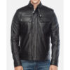 Mens Black Leather Moto Jacket