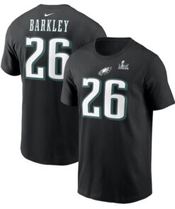 Nike Saquon Barkley Black Eagles Super Bowl LIX T-Shirt