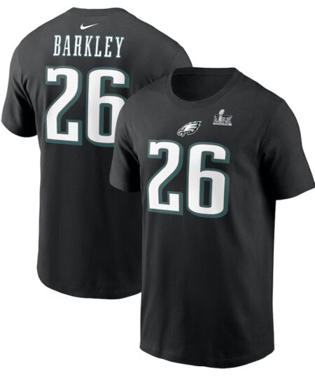 Nike Saquon Barkley Black Eagles Super Bowl LIX T-Shirt