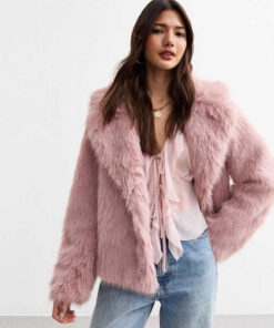 Pale Pink Shaggy Faux Fur Coat