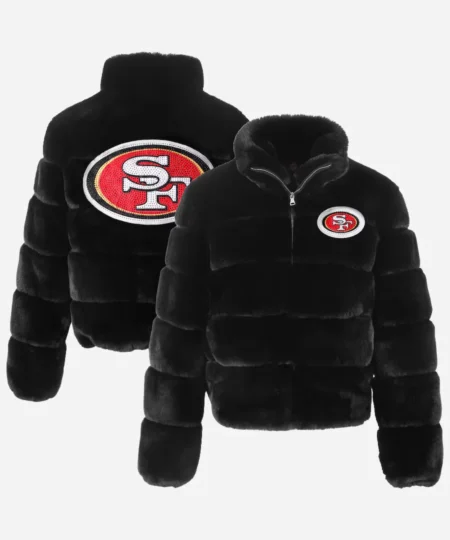 San Francisco 49ers Cuce Black Fur Jacket
