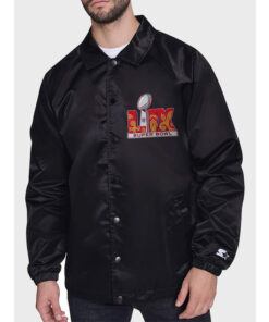 Super Bowl LIX 2025 Starter Black Coaches Satin Varsity Full-Snap Jacket