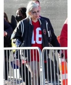 Super Bowl Lady Gaga Black Varsity Jacket