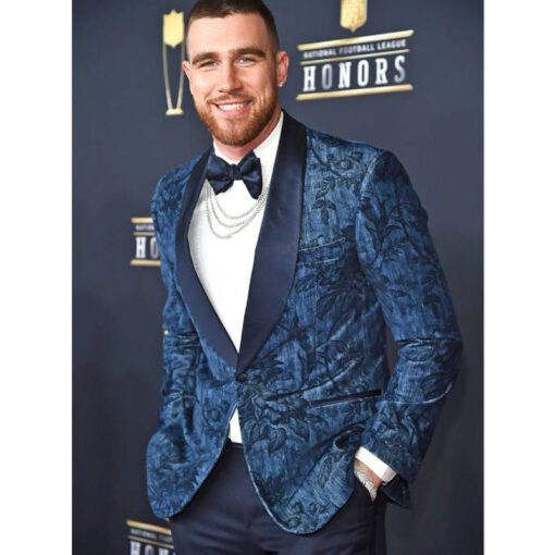 Travis Kelce Super Bowl Pregame Velvet Blazer