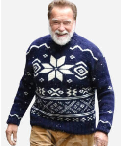 The Man With The Bag Arnold Schwarzenegger Blue Sweater