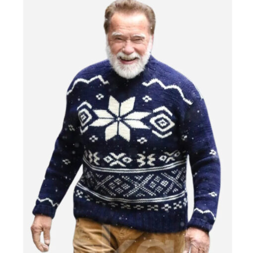 The Man With The Bag Arnold Schwarzenegger Blue Sweater