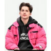 Timothee Chalamet Pink Puffer Jacket