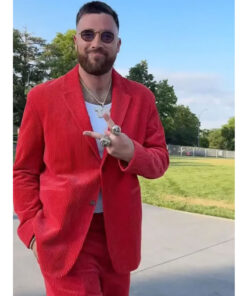 Travis Kelce Ring Ceremony Red Suit