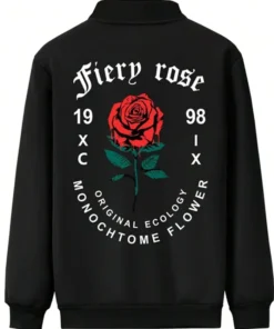 Valentines-Day-Men-Romantic-Rose-and-Slogan-Print-Black-Jacket-Back