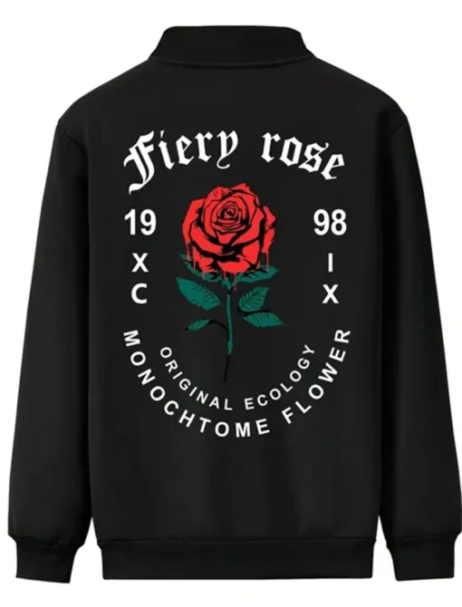 Valentines-Day-Men-Romantic-Rose-and-Slogan-Print-Black-Jacket-Back