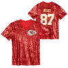 Women's Travis Kelce Red Chiefs V-Neck Jersey