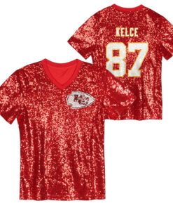 Women's Travis Kelce Red Chiefs V-Neck Jersey