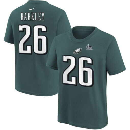 Youth Nike Saquon Barkley Green Eagles Super Bowl LIX T-Shirt