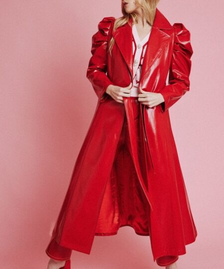 Red Eco Leather Grande Trench Coat