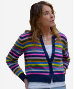 Christa Miller Shrinking Rainbow Striped Cardigan