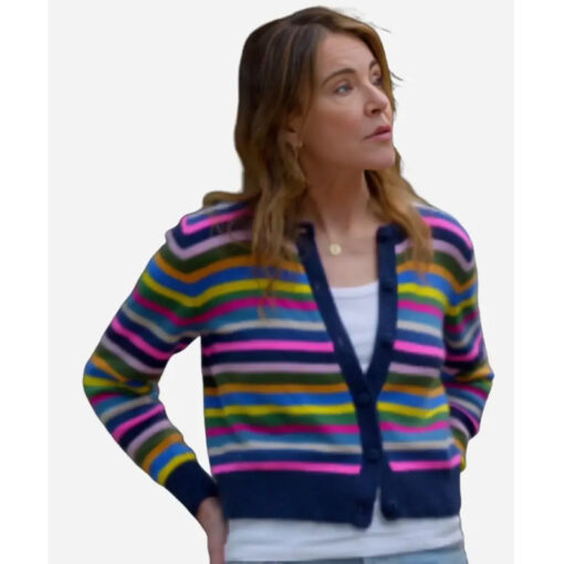 Christa Miller Shrinking Rainbow Striped Cardigan