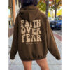 FAITH OVER FEAR Dropped Shoulder Hoodie