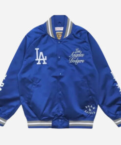 Born Raised LA Dodgers Post Season Blue Satin Bomber Jacket For Unisex