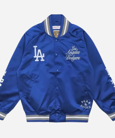 Born Raised LA Dodgers Post Season Blue Satin Bomber Jacket For Unisex
