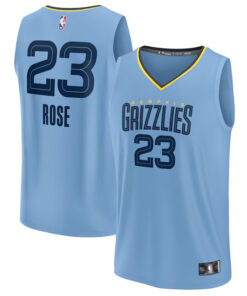 Men's Fanatics Derrick Rose Light Blue Memphis Grizzlies Jersey