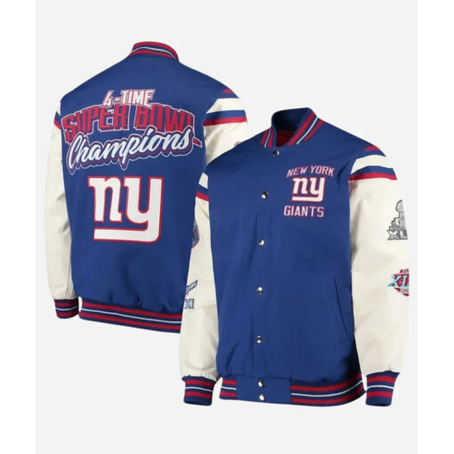 Super Bowl New York Giants Blue & White Jacket For Unisex