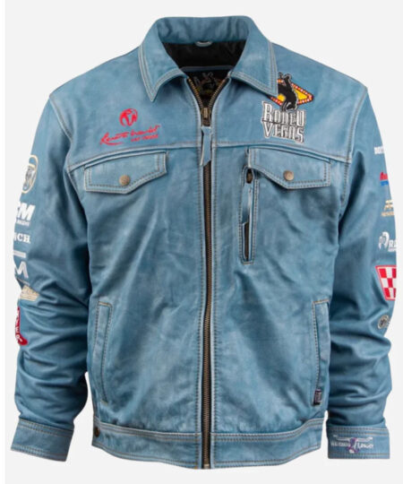 Rodeo Vegas Blue Leather Jacket