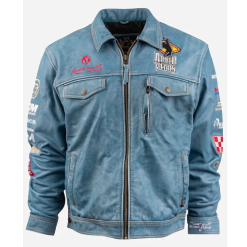 Rodeo Vegas Blue Leather Jacket