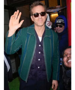 Street Style New York City 2025 Ryan Reynolds Green Striped Jacket