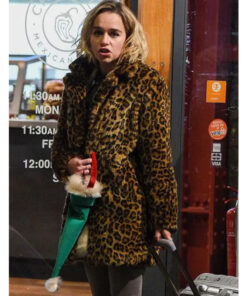 Last Christmas Emilia Clarke Leopard Fur Coat