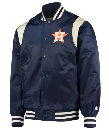 Houston Astros Navy/Cream Vintage Varsity Satin Jacket