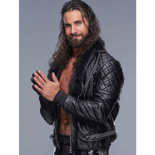 WWE Seth Rollins Black Leather Jacket