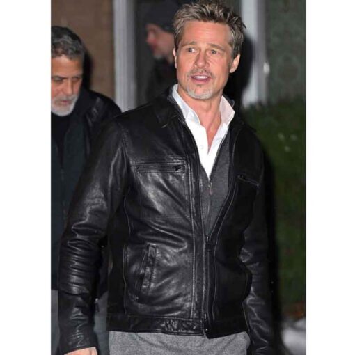 Brad Pitt Wolves Black Leather Jacket