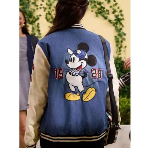 Disney Mickey Mouse Baseball Denim Bomber Jacket