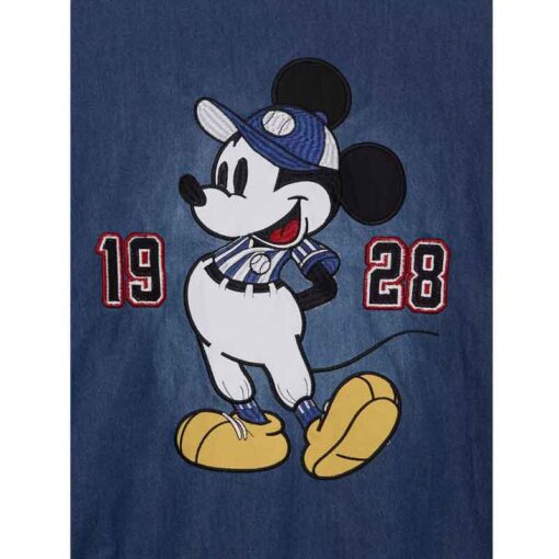 Disney Mickey Mouse Baseball Denim Bomber Jacket