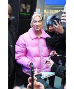 Dua Lipa Pink Puffer Jacket