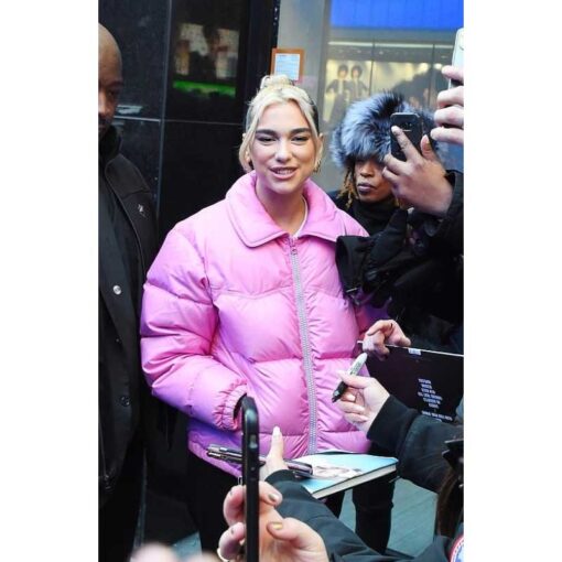 Dua Lipa Pink Puffer Jacket