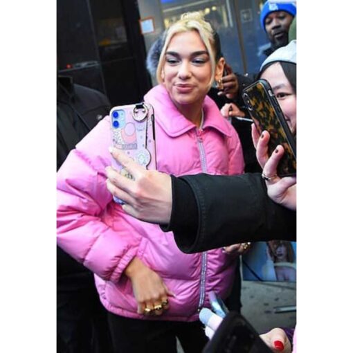 Dua Lipa Pink Puffer Jacket
