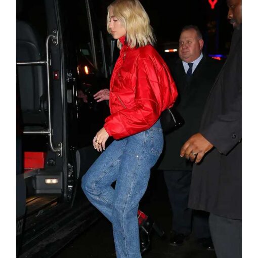 Dua Lipa Red Puffer Jacket