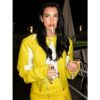Dua Lipa Spongebob Yellow Leather Jacket
