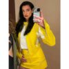 Dua Lipa Spongebob Yellow Leather Jacket