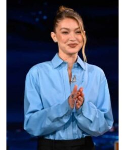 The Tonight Show Starring Jimmy Fallon Gigi Hadid Blue Shirt